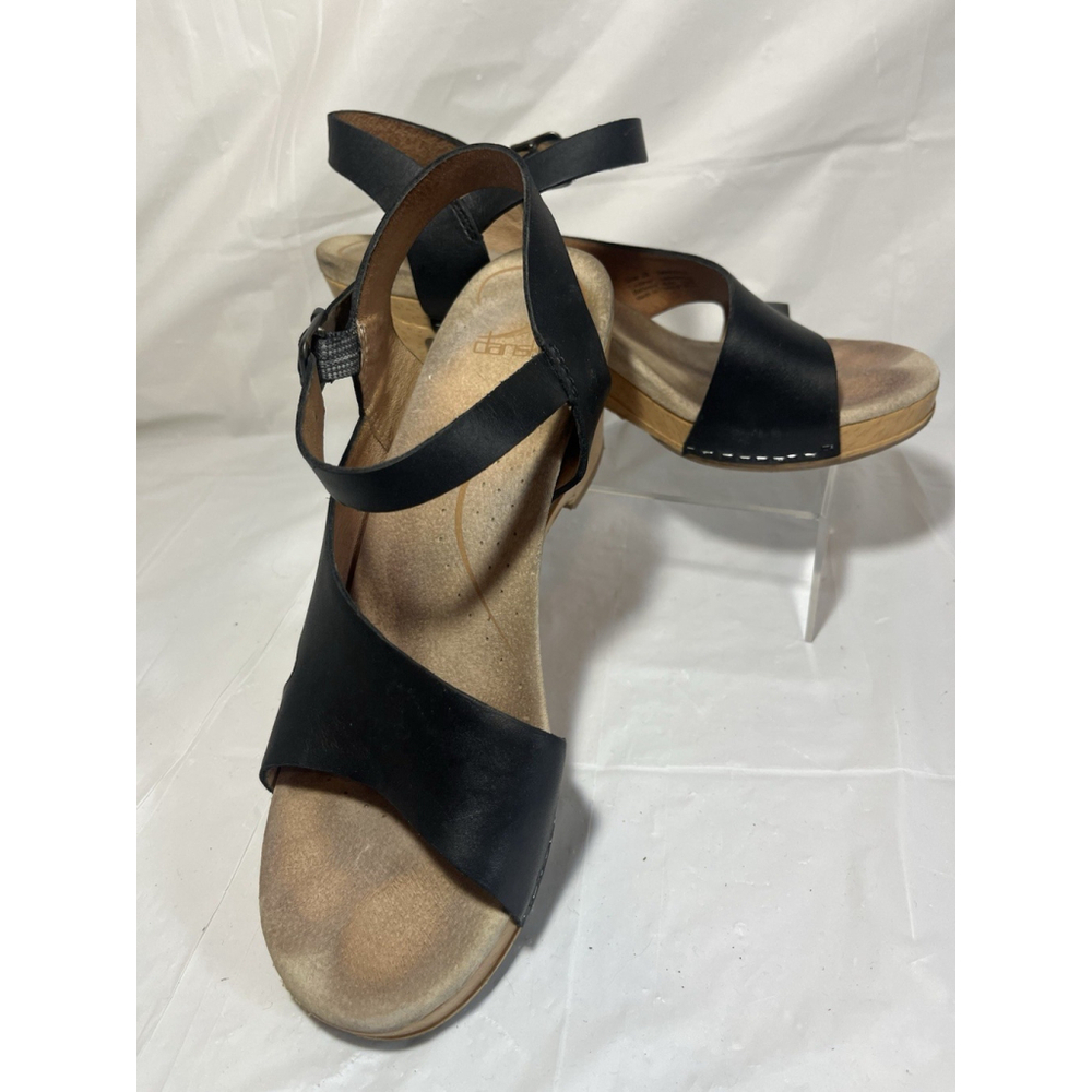 Dansko Tasha Black Leather Slingback Wedge Clog Sandals size 39 Us size 8.5-9 - Picture 5 of 15